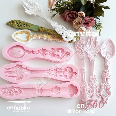 Büyük çatalbıçak set silikon kalıp