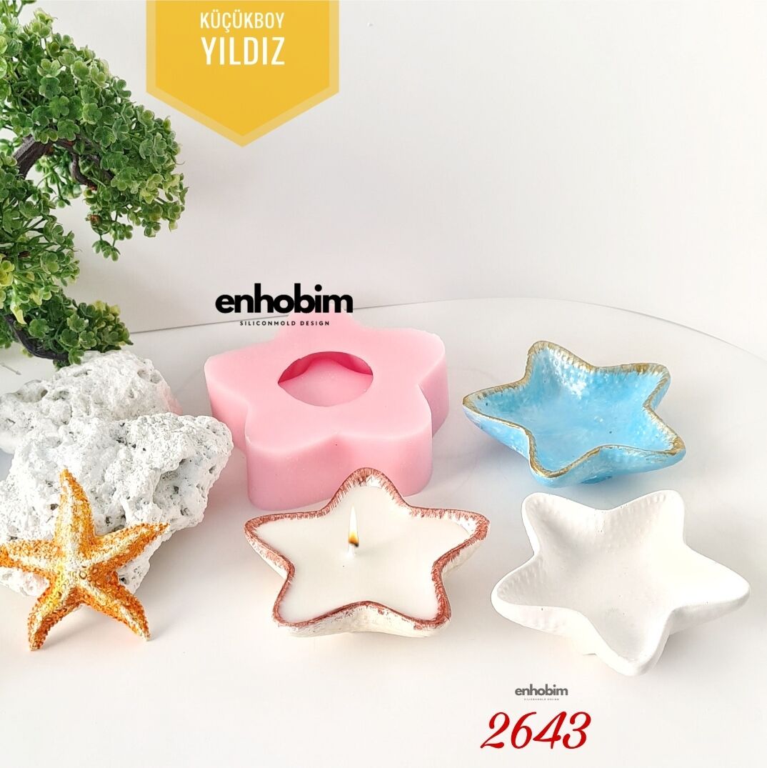 Küçükboy Yıldız tabak mumluk silikonkalıp