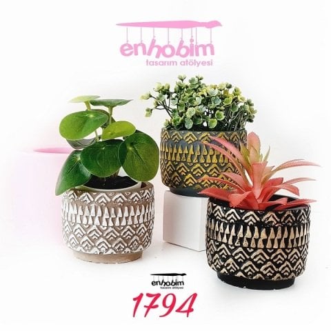 Motifli saksı silikonn kalıp