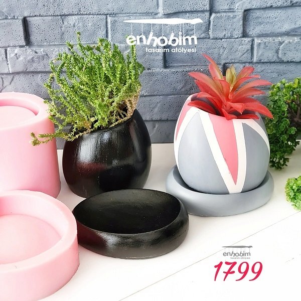 Tabanlı oval düz saksı silikon kalıp