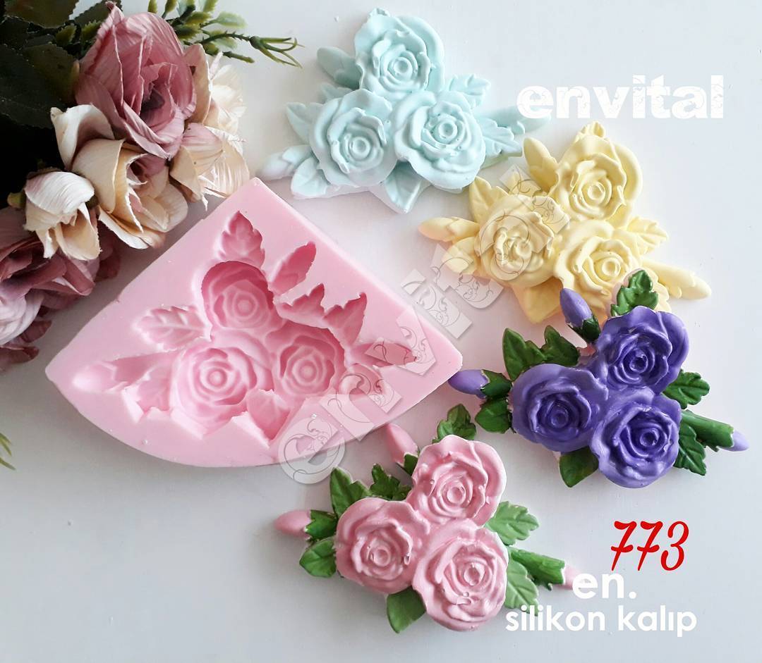 3 lü gül silikon kalıp