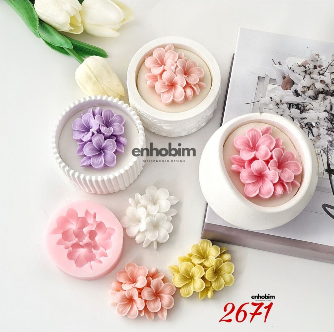 Plumeria Çiçek Buketi Mum Silikon Kalıp