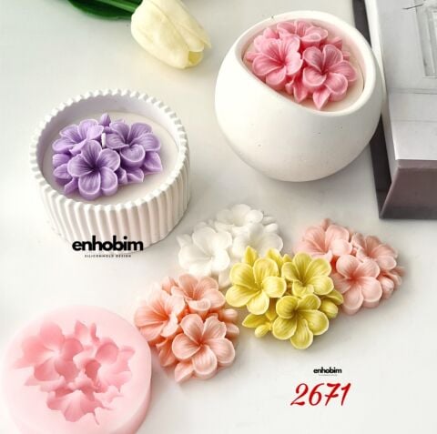 Plumeria Çiçek Buketi Mum Silikon Kalıp