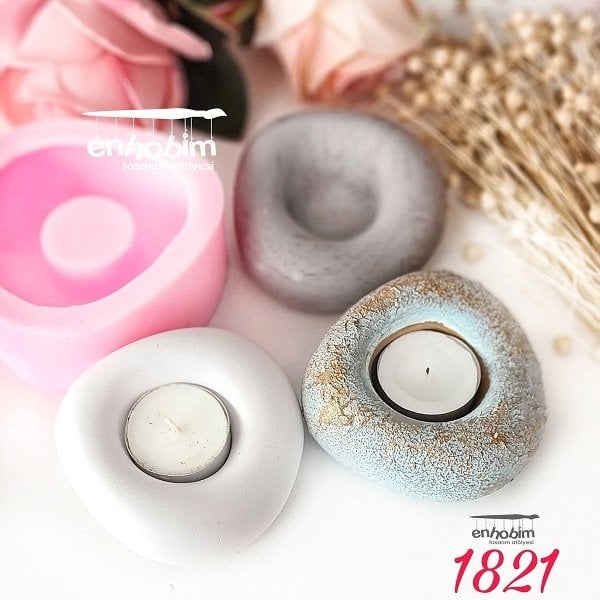 Düz taş mumluk silikon kalıp