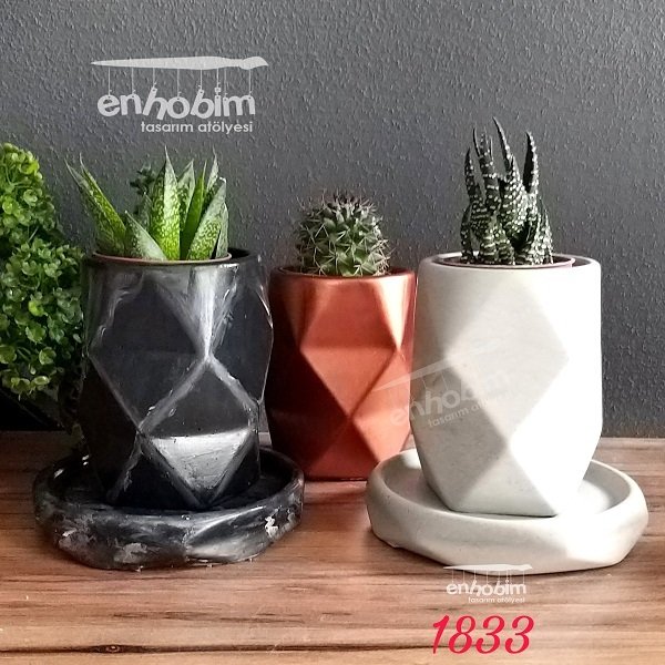 Küçük boy geometri saksı silikon kalıp