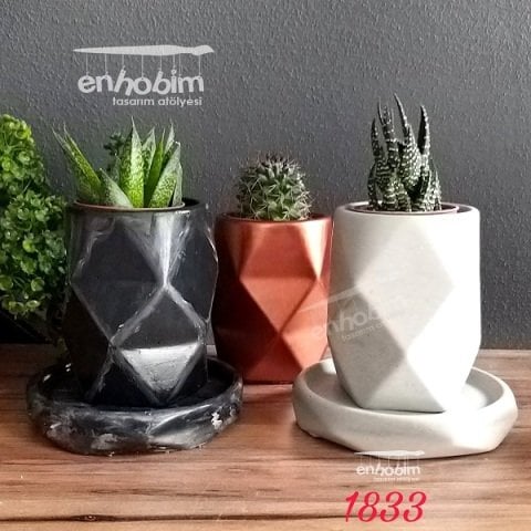Küçük boy geometri saksı silikon kalıp
