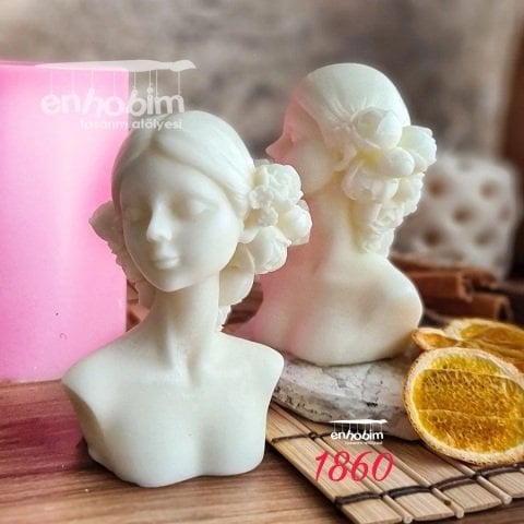 Çiçek Saçlı Mum kız Silikon Kalıp