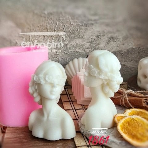 Çiçek Maskeli Mum Kız Silikon Kalıp
