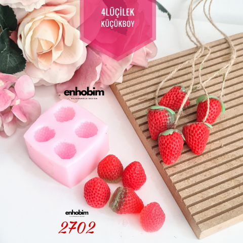 Çilek 4lü Küçük Boy Silikon Kalıp