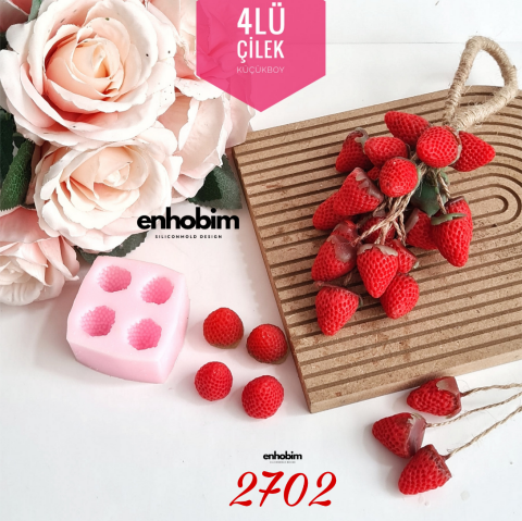 Çilek 4lü Küçük Boy Silikon Kalıp