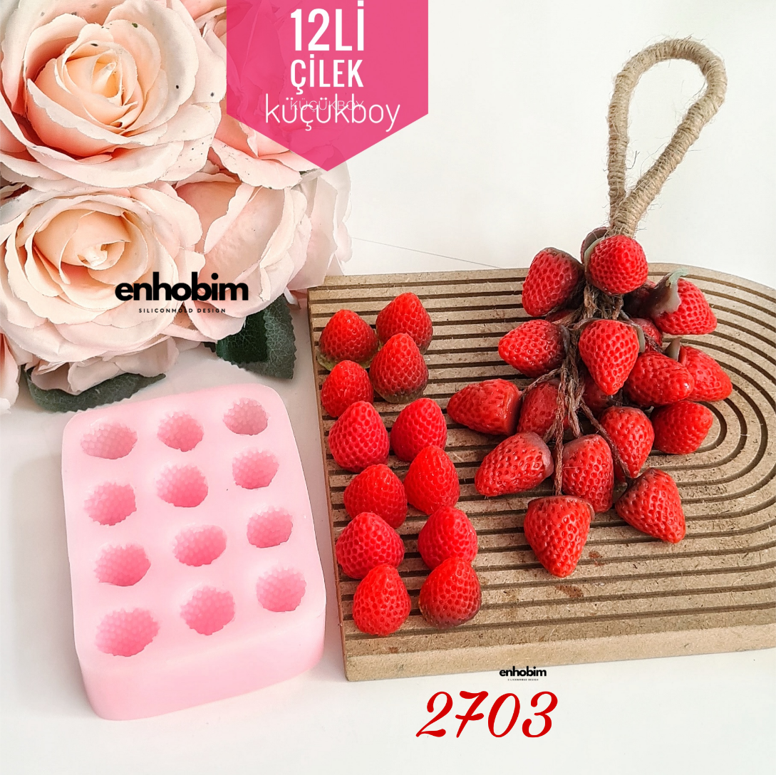 Çilek 12li küçükboy silikonkalıp