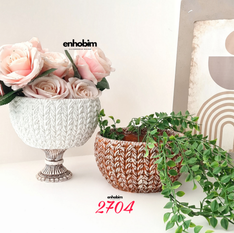 Örgü Desen Çanak Saksı Silikon kalıp