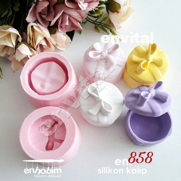 Yuvarlak fiyonklu takı kutusu silikon kalıp