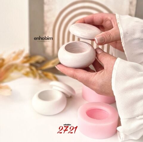 Oval Düz Desen kapaklı kutu silikon kalıp