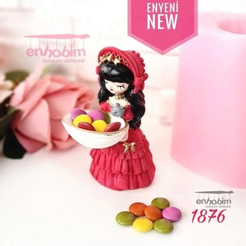 Kedili Lokumcu Kız Silikon Kalıp