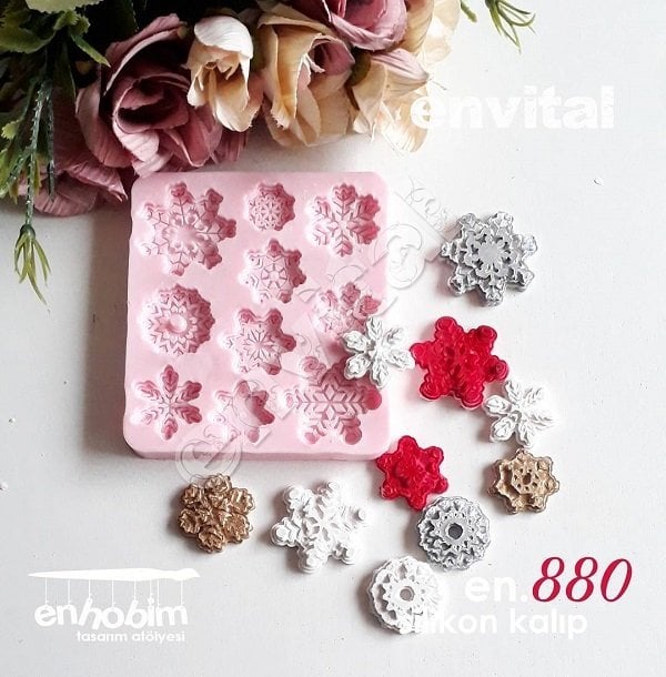 Kar tanesi objeler silikon kalıp
