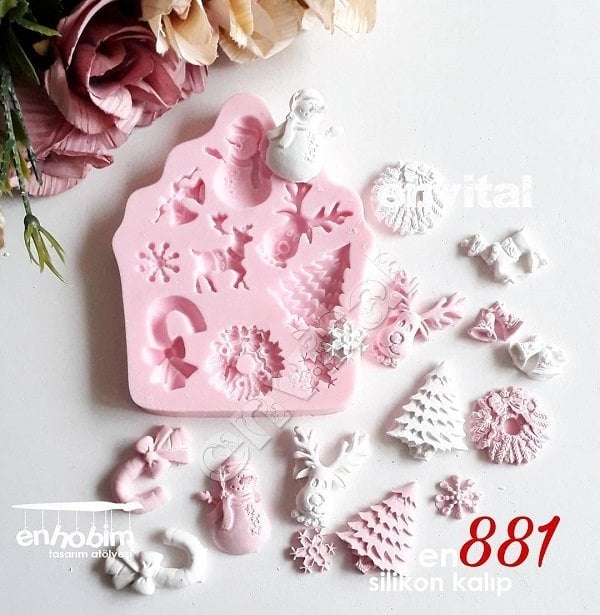 Yılbaşı minik objeler silikon kalıp