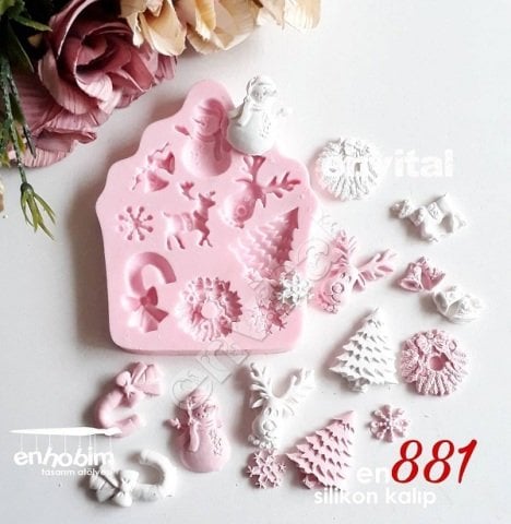 Yılbaşı minik objeler silikon kalıp