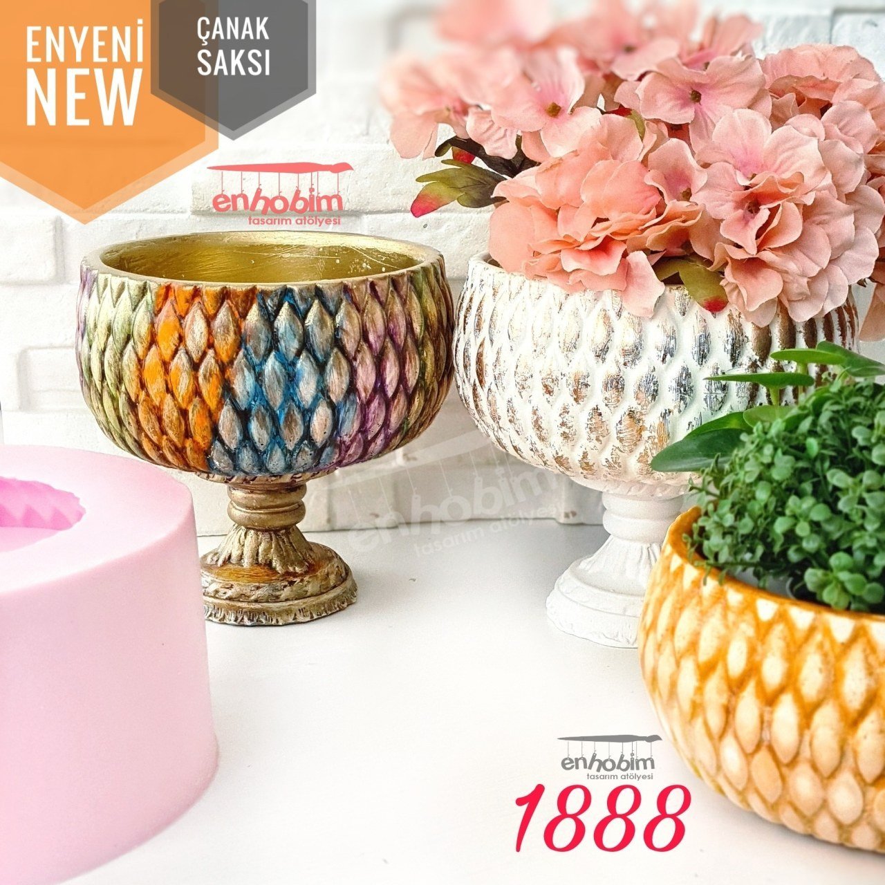 Örgü Desen Çanak Saksı Silikon Kalıp