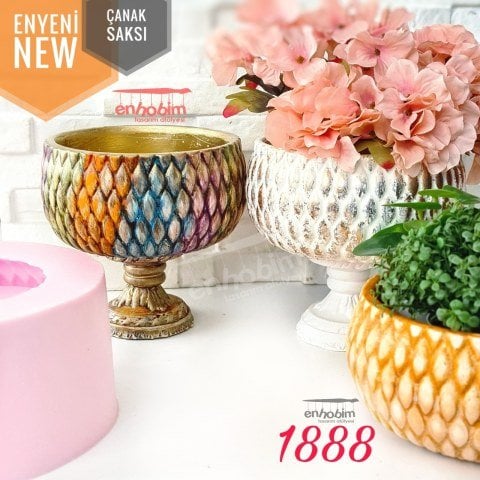 Örgü Desen Çanak Saksı Silikon Kalıp