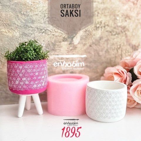 Dantel Desen Orta boy Saksı Silikon Kalıp