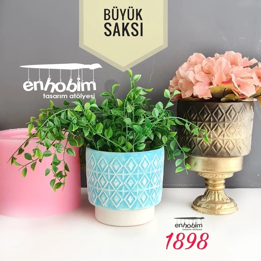 Büyük Desenli Saksı Silikon Kalıp