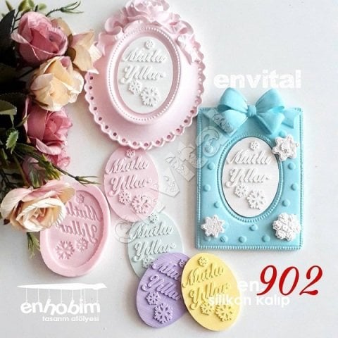 Mutlu yıllar karlı etiket silikon kalıp