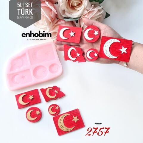 Türk Bayrağı 5li SET İNCE FORM ETİKET Silikonkalıp