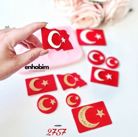Türk Bayrağı 5li SET İNCE FORM ETİKET Silikonkalıp