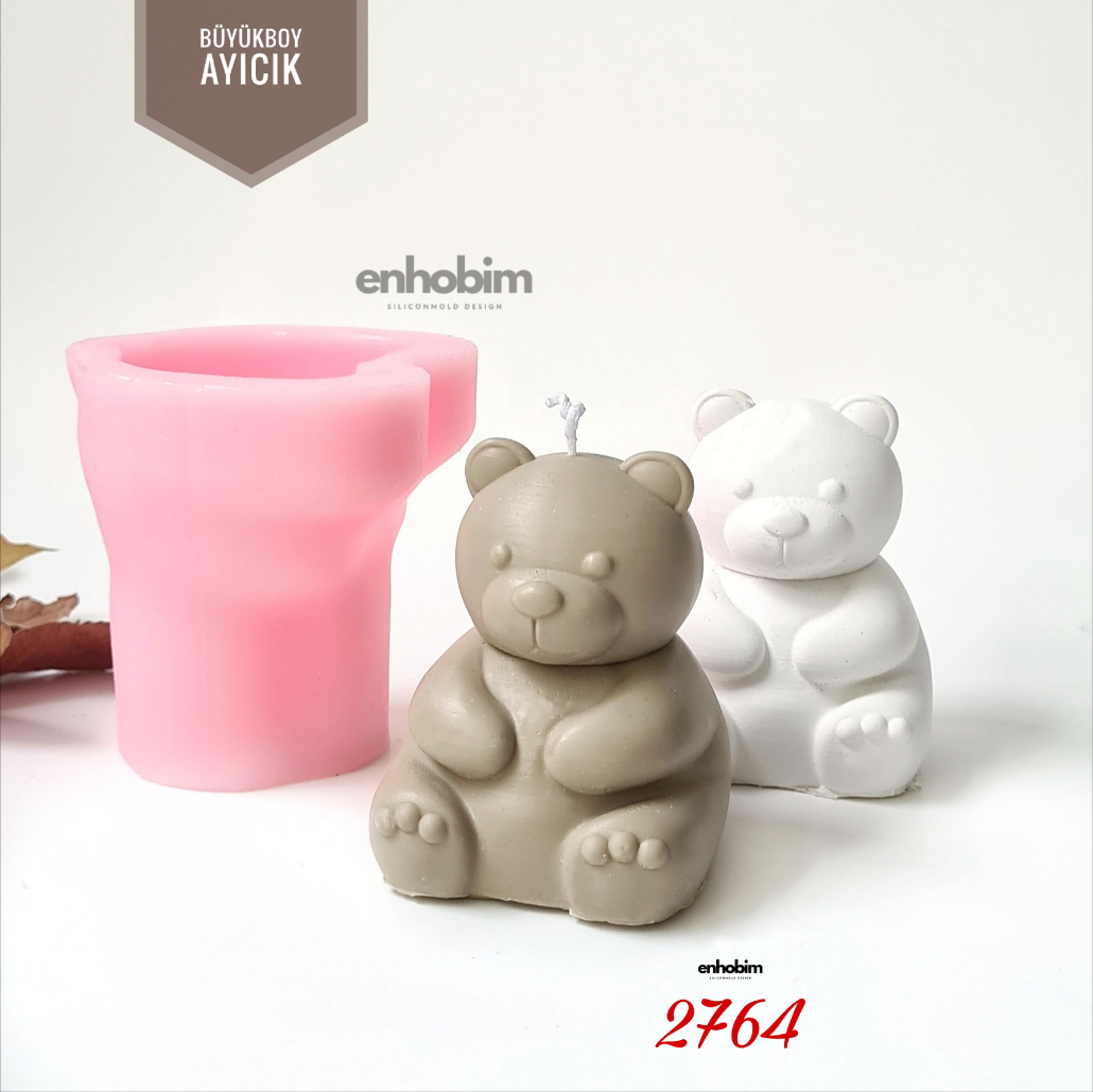 Büyük Boy Oturan Ayıcık Silikon Kalıbı