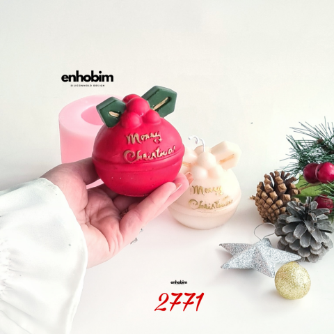 Yılbaşı Yuvarlak Top Mum Silikon Kalıp