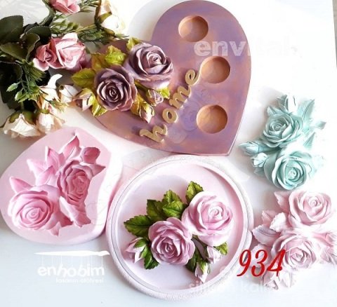 Büyük 2li gül silikon kalıp