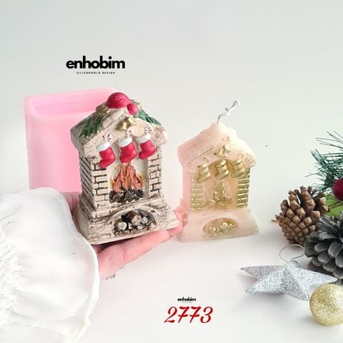 Yılbaşı Şomine Mum Silikon Kalıp