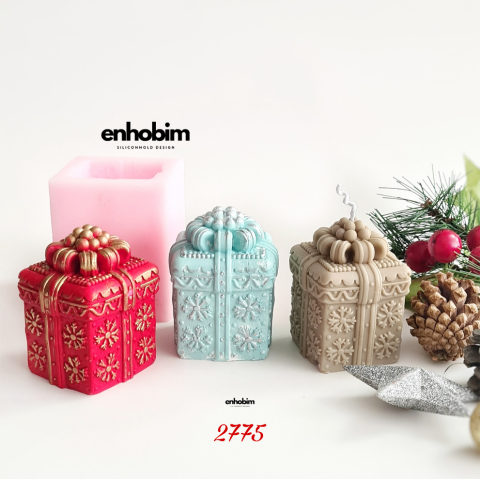 Yılbaşı Kar detaylı Hediye Paketi Mum Silikon Kalıp