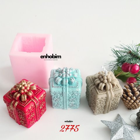 Yılbaşı Kar detaylı Hediye Paketi Mum Silikon Kalıp