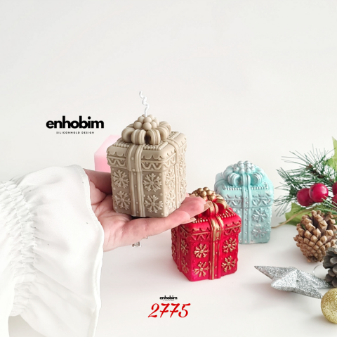 Yılbaşı Kar detaylı Hediye Paketi Mum Silikon Kalıp