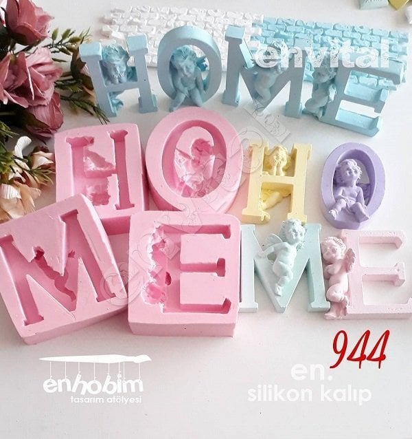 Melek alfabe HOME 4 LÜ SET silikon kalıp
