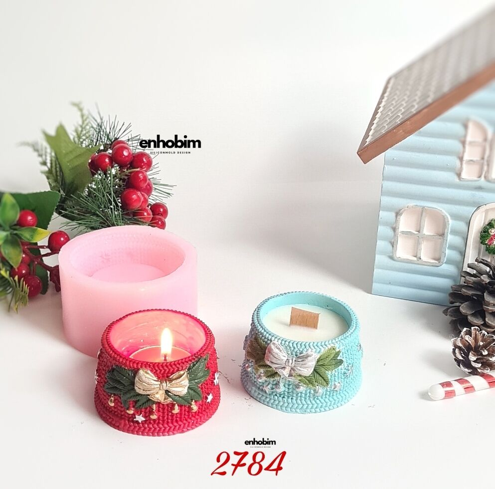 Örgülü Desen Fiyonklu Mumluk Silikon Kalıp