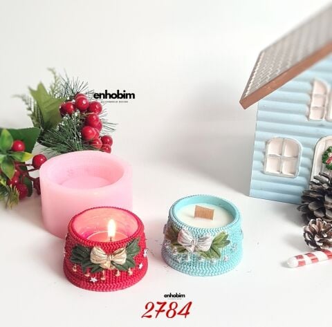 Örgülü Desen Fiyonklu Mumluk Silikon Kalıp