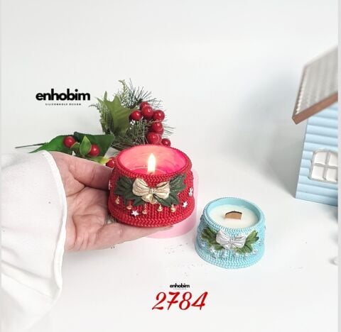 Örgülü Desen Fiyonklu Mumluk Silikon Kalıp