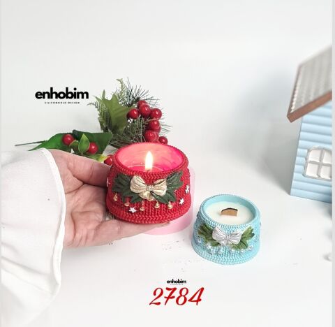 Örgülü Desen Fiyonklu Mumluk Silikon Kalıp