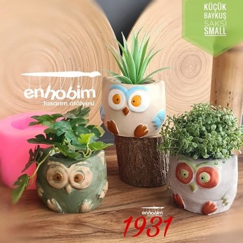 Yeni Küçük Baykuş Saksı Silikon Kalıp