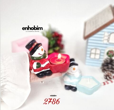 Şapkalı Kardan Adam Mumluk Silikon Kalıp