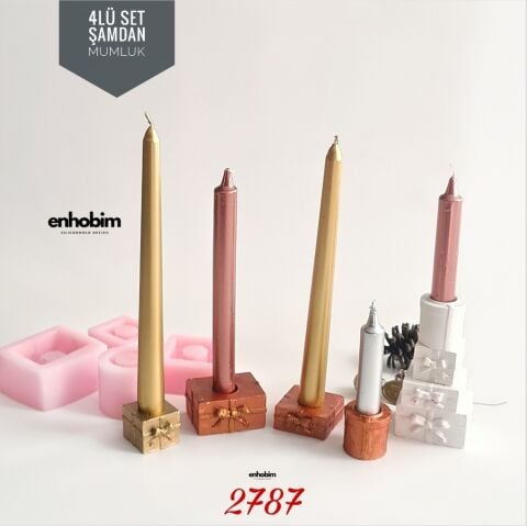 4lü Set Şamdan Mumluk Silikon Kalıp