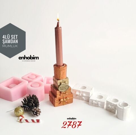 4lü Set Şamdan Mumluk Silikon Kalıp
