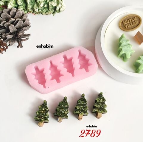 Mini Çam ağaçları 4lü Set Silikon Kalıp