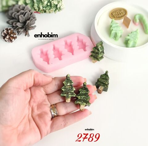 Mini Çam ağaçları 4lü Set Silikon Kalıp
