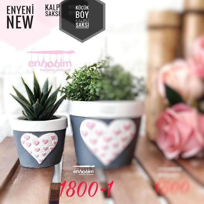 Küçük  boy Kalp Saksı silikon kalıp