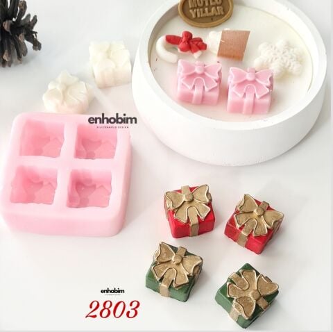 Mini Fiyonklu Hediye Paketi 4lü Set silikon Kalıp