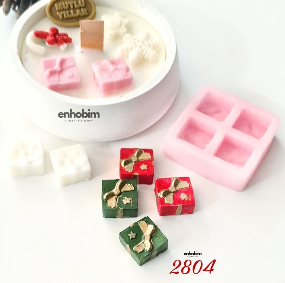 Mini Fiyonk Hediye Kutu 4lü Set Silikon Kalıp